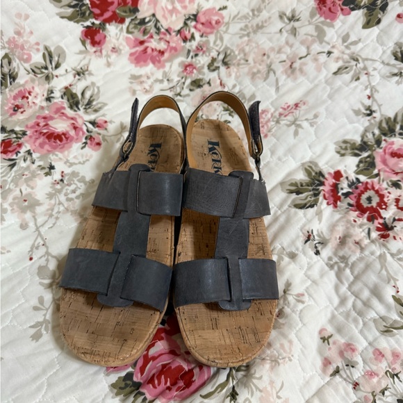 Korks gray Leather Sandals with Cork Sole - Picture 1 of 5